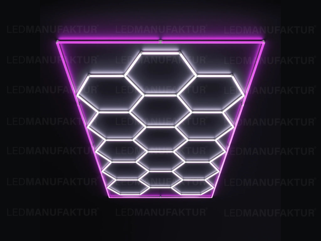 14-Grid Hexagon LED Leuchte Kaltweiß (6000K)  mit Rahmen - lila
